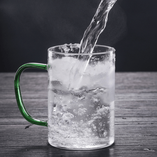 Multi-Purpose Transparent Borosilicate Glass Mug with Colorful Handle – 350ml