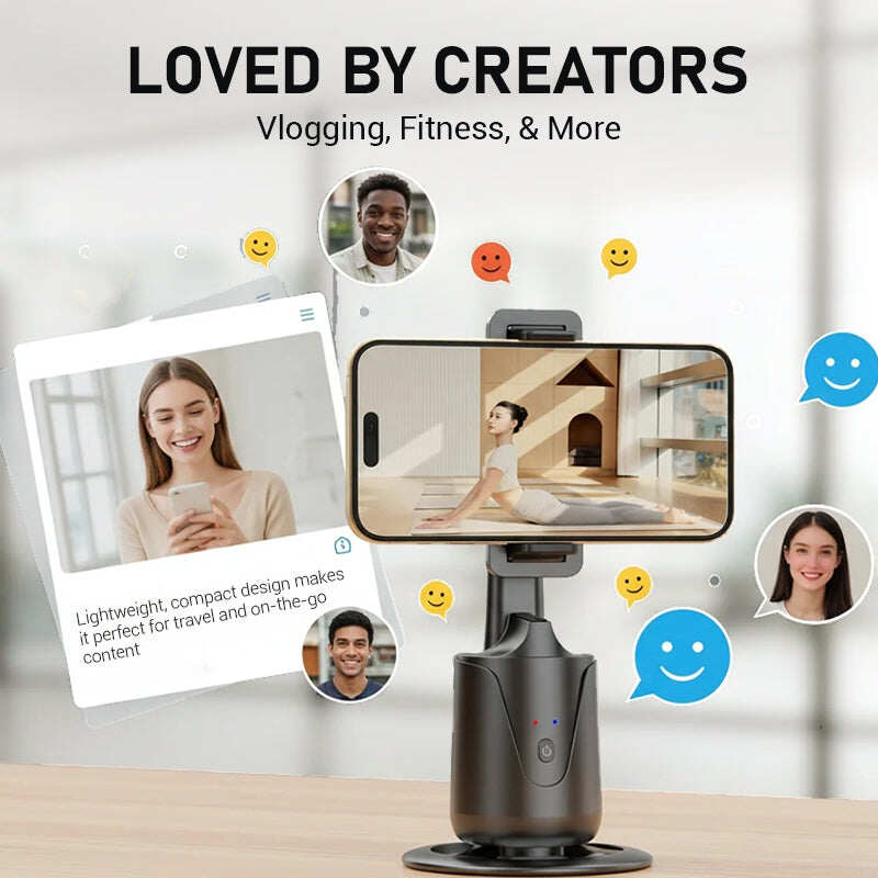 Portable 360°Auto-Tracking Phone Stand