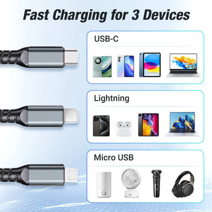 Transparent Luminous 3-in-1 Super Fast Charging Cable
