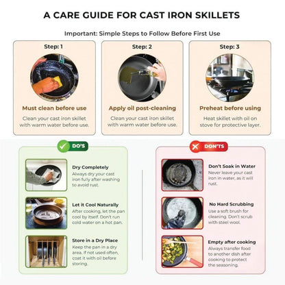 Multi-Purpose Cast Iron Cooking Pot with Wooden Handle (24cm)