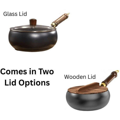 Multi-Purpose Cast Iron Cooking Pot with Wooden Handle (24cm)
