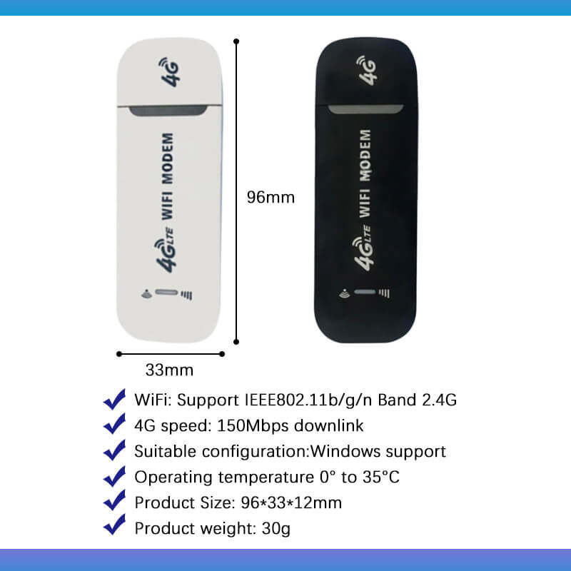 4G LTE USB WiFi Router – 150Mbps, 10-User Hotspot, Global SIM Unlocked & Plug-and-Play