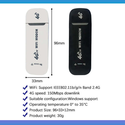 4G LTE USB WiFi Router – 150Mbps, 10-User Hotspot, Global SIM Unlocked & Plug-and-Play