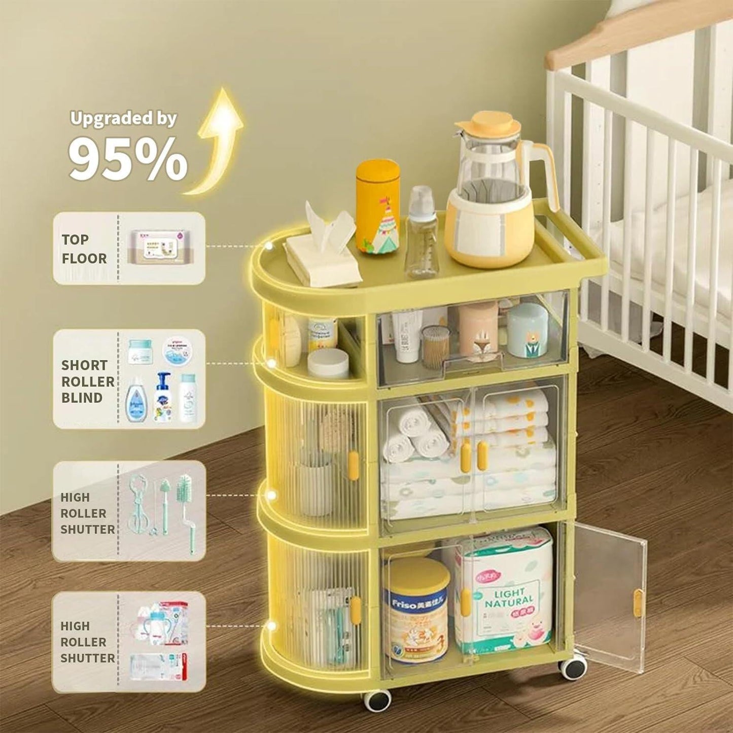 4 Tier Multi-Functional Storage Cart With Wheels